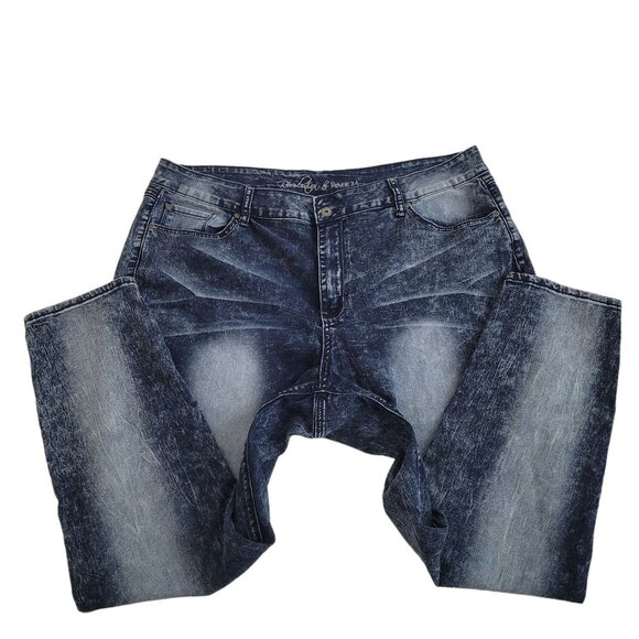 Womens Jeans Blue Dark Wash Distressed Straight Jeans Size 24 Revolution By Revo - Picture 3 of 11